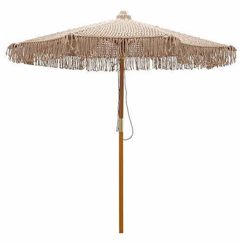 HOT-TES-01579.jpg BY ORDER WOODEN UMBRELLA MACRAME FRINGE ROUND 250CM UNIQUE - Image 1