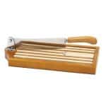 BREAD CUTTER STAND WITH KNIFE 25CM, WOOD BASE AND DRAINER 39.5X19CM FRANCE