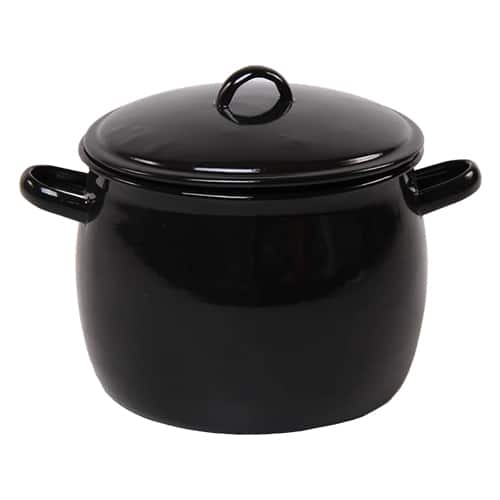 TAB-GAR-28116.jpg BY ORDER ENAMELLED ROUND POT WITH LID TWO HANDLES 16CM GARCIMA SPAIN - Image 1