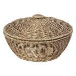 BUFFET RATTAN BASKET ROUND WITH LID BEIGE 23X15CM ESPIEL