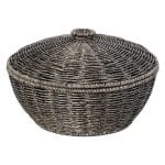 BUFFET RATTAN BASKET ROUND WITH LID GREY 23X15CM ESPIEL
