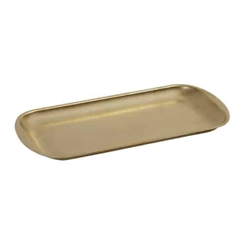 CRO-ESP-FEV207.jpg VINTAGE SNOW GOLD PLATE RECTANGULAR 27X15X1.5CM INOX 18-10 ESPIEL - Image 1