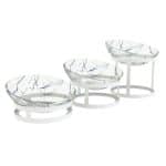 BUFFET SET OF 3 RISERS WITH BOWLS 25CM COLOR MARBLE VEINS COBALT - BY ORDER