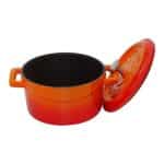 DISCONTINUED SLOWCOOK CAST IRON ENAMELED SAUCEPOT 14 X 6CM 0.8LT ORANGE AGNELLI - ITALY