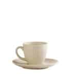 DISCONTINUED 2025 GOBI WHITE SAND STONEWARE CUP AND SAUCER 8CL WHITE ESPIEL