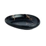 MELAMINE PLATE EGG SHAPE DEEP 26X23X4.5CM WHITE GOLD 27-019-BJ