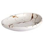 MELAMINE PLATE EGG SHAPE DEEP 31X28X4.5CM WHITE GOLD 27-020-BJ