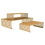 BUFFET RISERS SET OF 3 TOTAL 37X14X25CM GOLD - BY ORDER