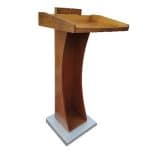 WOOD WELCOME RESERVATION LECTERN STATION WITH WHEELS 55X54X115CM BROWN UNIQUE