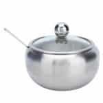 SUGAR POT INOX WITH GLASS LID 9.2X9CM GTSA