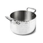 ALU INOX 3PLY INDUCTION HAMMERED FINISH SAUCE POT WITH TWO HANDLES 16X11.4CM 2.3L AGNELLI ITALY