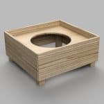 WOOD BASE SQUARE W/ HOLE FOR INDUCTION HOB 35X35X16CM UNIQUE