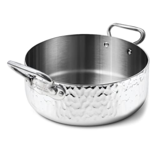 COO-AGN-ALUM106M28.jpg ALU INOX 3PLY INDUCTION HAMMERED FINISH CASSEROLE POT WITH TWO HANDLES 28X10.9CM 7L AGNELLI ITALY - Image 1