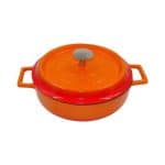 SLOWCOOK CAST IRON ENAMELED CASSEROLE POT 28X6CM ORANGE AGNELLI - ITALY