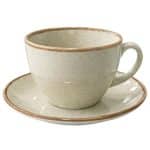 ESSENTIALS PORCELAIN REACTIVE CAPPUCCINO JUMBO CUP 40CL SET WITH SAUCER GREEN KHAKI ESPIEL