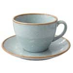 ESSENTIALS PORCELAIN REACTIVE CAPPUCCINO JUMBO CUP 40CL SET WITH SAUCER BLUE CIEL ESPIEL