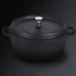 ALUCHEF HIGH ROUND CASSEROLE POT WITH LID 28X12CM 6.8L BLACK
