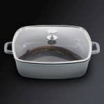 ALUCHEF SHALLOW SQUARE CASSEROLE POT WITH GLASS LID 28X7.2CM 5.6L GREY