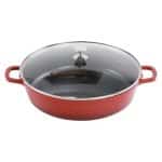 ALUCHEF SHALLOW ROUND CASSEROLE POT WITH GLASS LID 32X7.8CM 5.7L RED