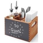 WOOD BAMBOO BOX 21X15CM 4 DIVIDERS WITH BLACK BOARD GTSA