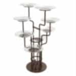 PETIT FOUR STAND FLOWER METAL GOLD WITH 8 REMOVABLE GLASS PLATES MARBLE WHITE 26X34.5CM - BY ORDER