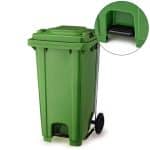 GARBAGE PEDAL BIN WITH WHEELS HEAVY DUTY 120L PLASTIC GREEN VIOSARP