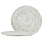 AZTEC STONEWARE WHITE FLAT PLATE EMBOSSED 27.3X1.5CM ESPIEL