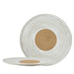 AZTEC STONEWARE WHITE BROWN CERAMIC FLAT PLATE EMBOSSED 27.3X1.5CM ESPIEL