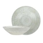 AZTEC STONEWARE WHITE BOWL DEEP EMBOSSED 23X6CM ESPIEL