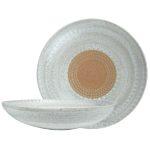 AZTEC STONEWARE WHITE BROWN CERAMIC BOWL DEEP EMBOSSED 28.3X6.3CM ESPIEL