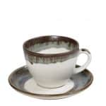 ESSENTIALS REACTIVE PORCELAIN CAPPUCCINO CUP AND SAUCER 35CL GREEN ESPIEL