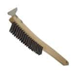 GRILL BRUSH WITH SCRAPER WOOD HANDLE