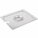 GASTRONORM FOOD PAN STANDARD ST/STEEL 1/2 LID WITH NOTCHED EDGE FOR LADLE TABLETOP