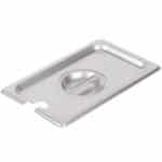 GASTRONORM FOOD PAN STANDARD ST/STEEL 1/4 LID WITH NOTCHED EDGE FOR LADLE TABLETOP